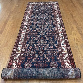 Persian Hand-knotted Tribal Hamadan Wool Runner (3'6 x 12'9)