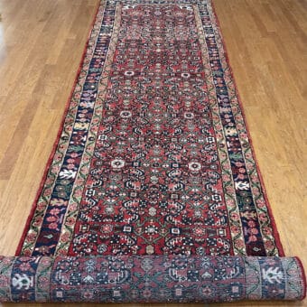Persian Hand-knotted Tribal Hamadan Wool Runner (3'7 x 13'9)