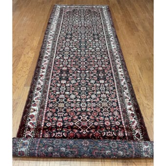 Persian Hand-knotted Tribal Hamadan Wool Runner (3'8 x 13')