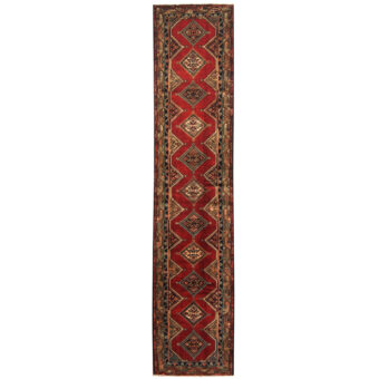 Persian Hand-Knotted Tribal Hamadan Wool Runner (2'9 x 13')