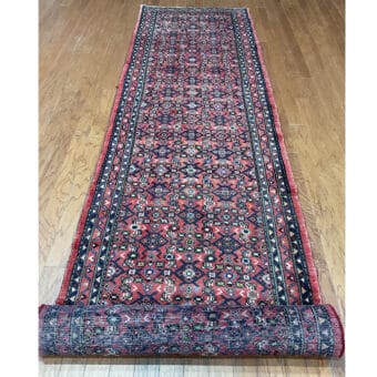 Persian Hand-knotted Tribal Hamadan Wool Runner (3' x 13'3)