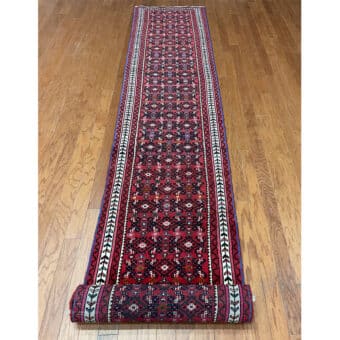 Persian Hand-knotted Tribal Hamadan Wool Runner (2'4 x 13'2)