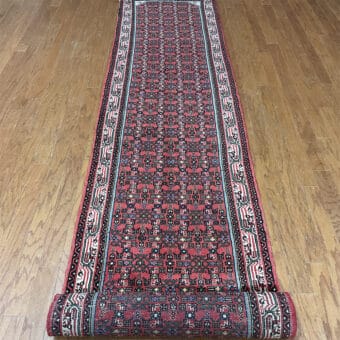 Persian Hand-Knotted Tribal Hamadan Wool Runner (2'5 x 12'5)