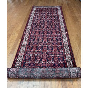 Persian Hand-knotted Tribal Hamadan Wool Runner (3'6 x 13')