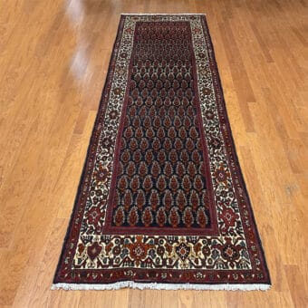 Persian Hand-Knotted Tribal Hamadan Wool Runner (3'6 x 12'10)