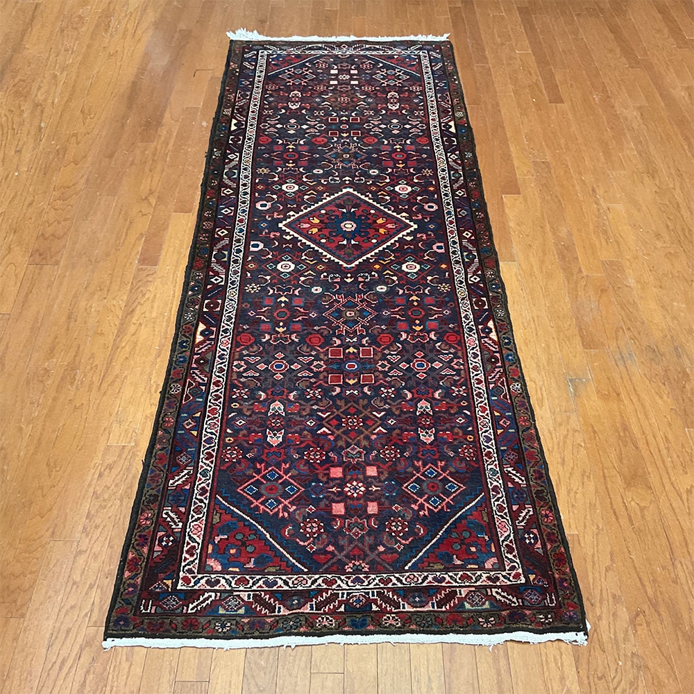 Persian Hand-knotted Tribal Hamadan Wool Runner (3'9 x 11')