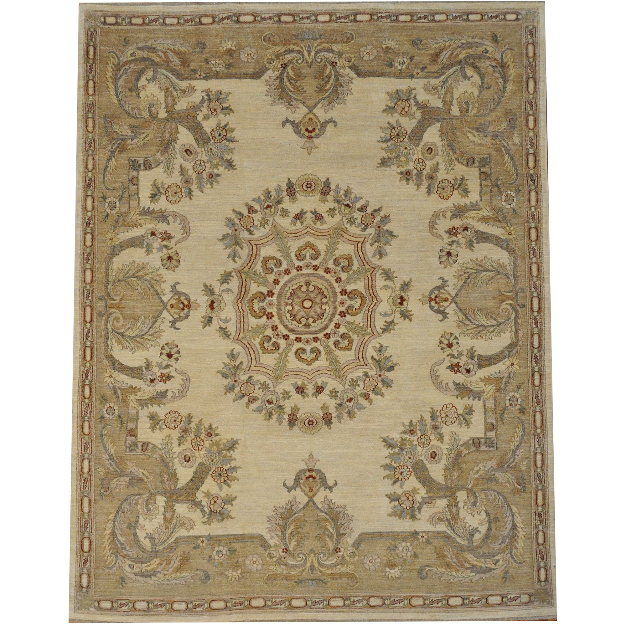 Afghan Hand-knotted Vegetable Dye Aubusson Wool Rug (7'10 x 10'2)