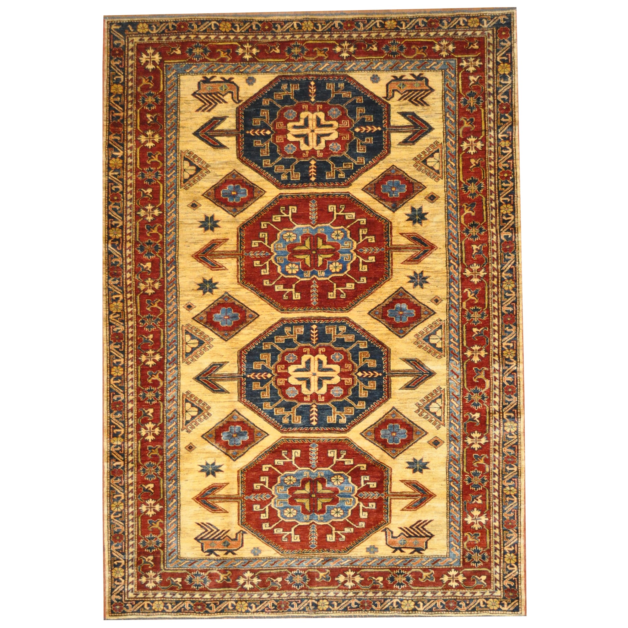 Afghan Hand-knotted Super Kazak Wool Rug (6'6 x 9'4)