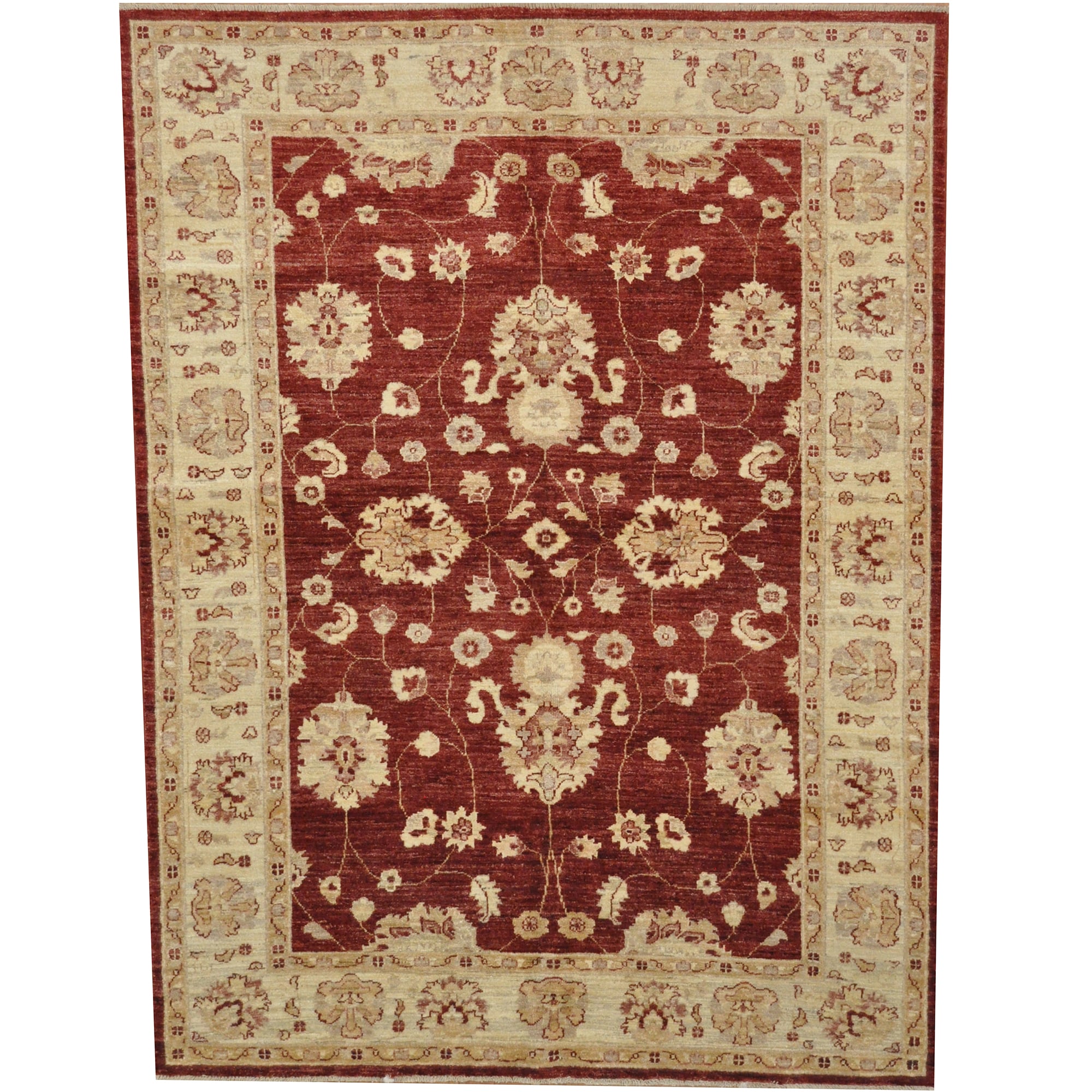 Afghan Hand-knotted Vegetable Dye Oushak Wool Rug (5'7 x 7'4)