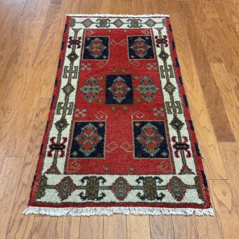Indo Hand-knotted Tribal Kazak Wool Rug (2'1 x 4'1)