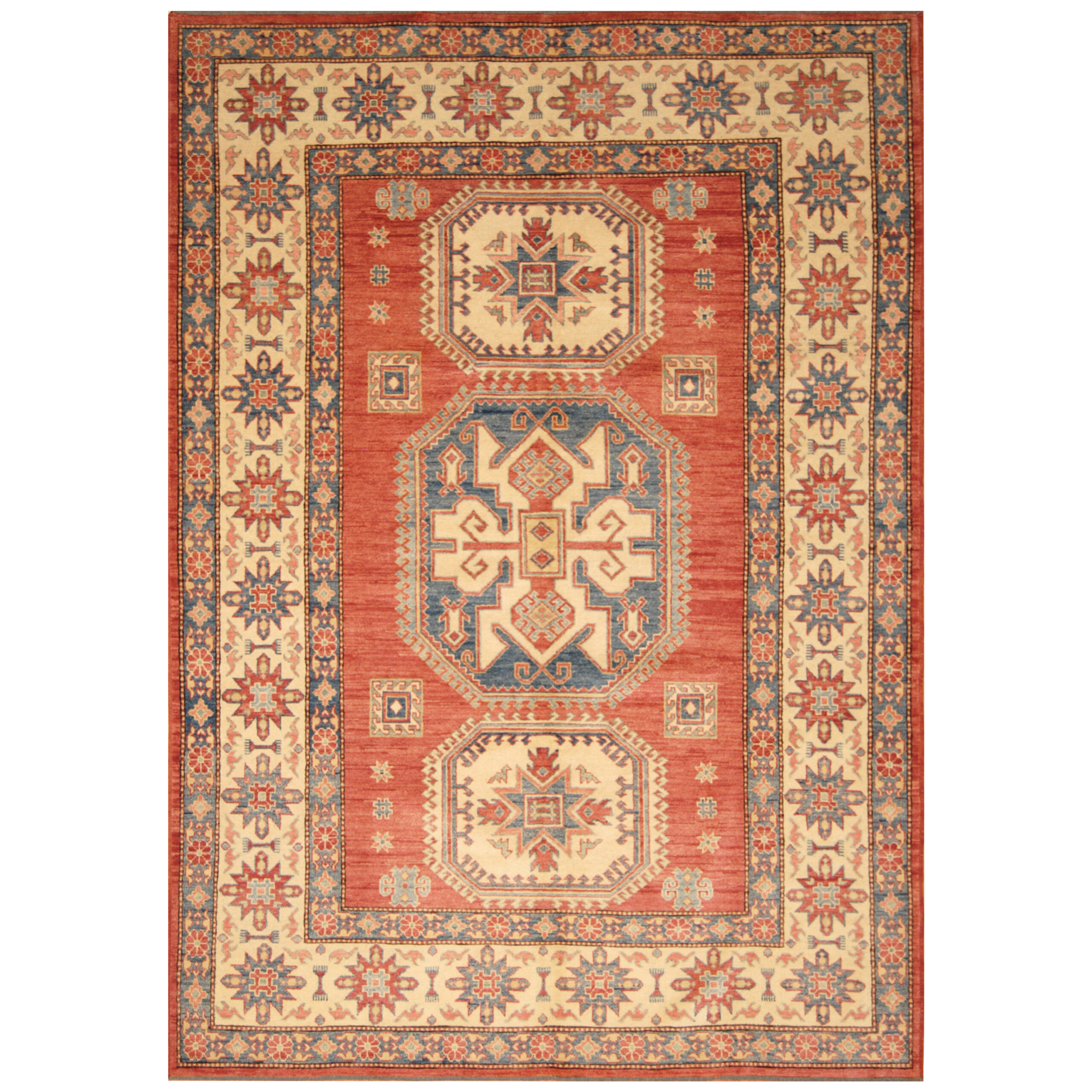 Afghan Hand-knotted Tribal Kazak Wool Rug (6'8 x 9'7)