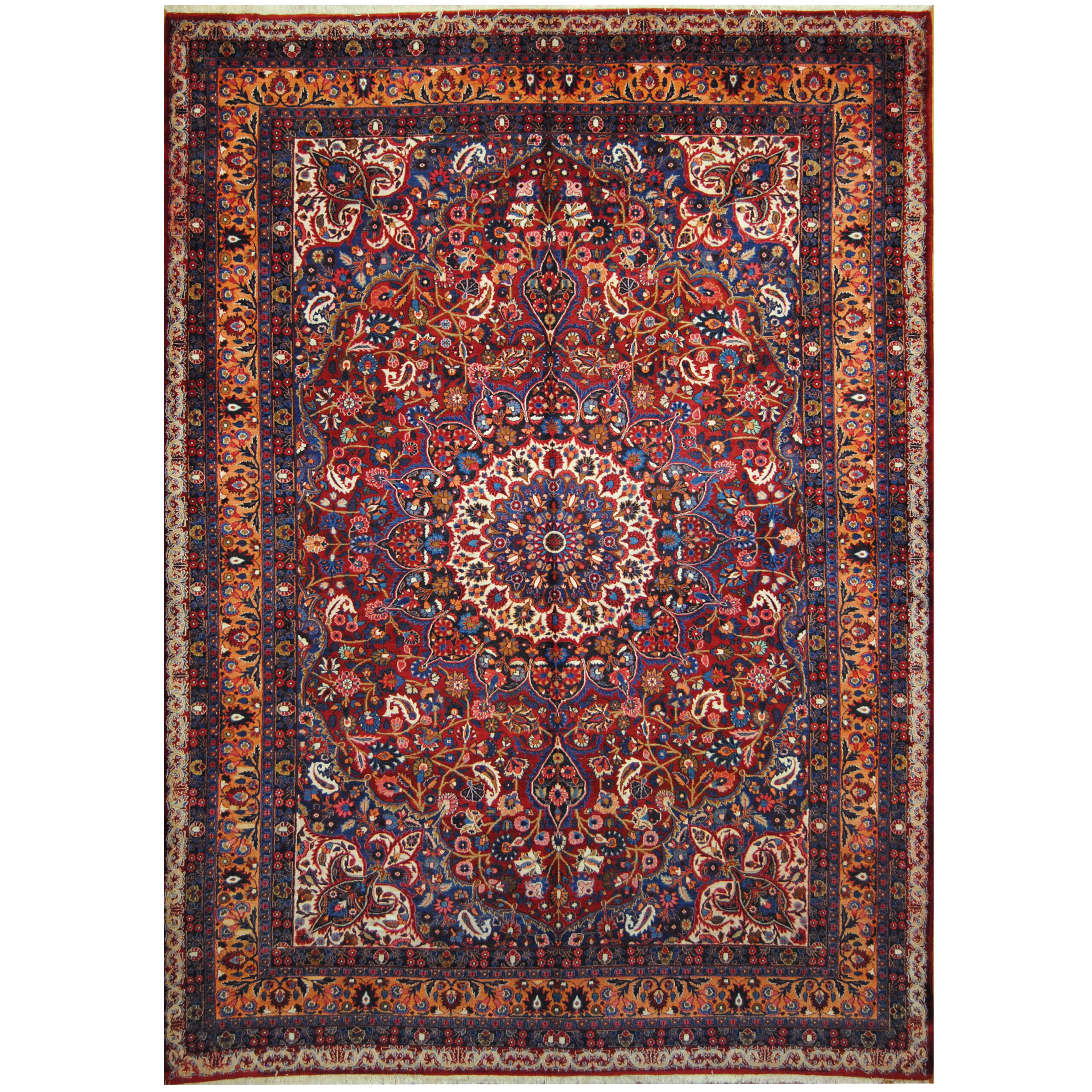 Persian Hand-knotted Mashad Wool Rug (9'3 x 13'5)