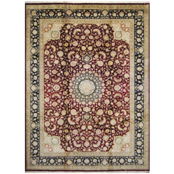 Indo Hand-knotted Tabriz Wool & Silk Rug (9' x 12')