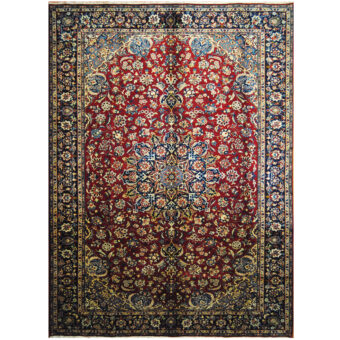 Persian Hand-knotted 1960's Semi-antique Isfahan Wool Rug (9'8 x 13'4)