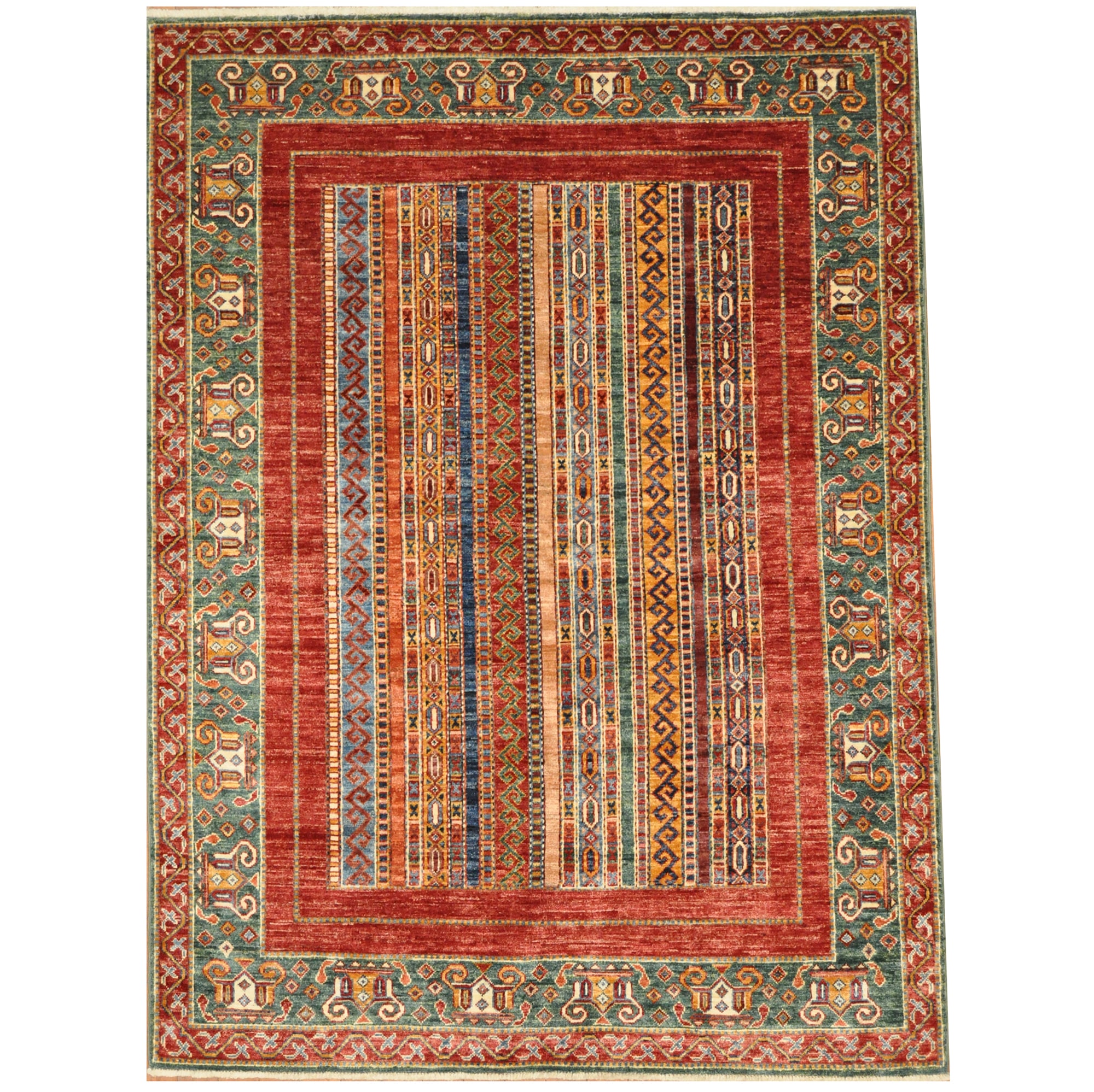 Afghan Hand-knotted Khorjeen Kazak Wool Rug (4'10 x 6'7)