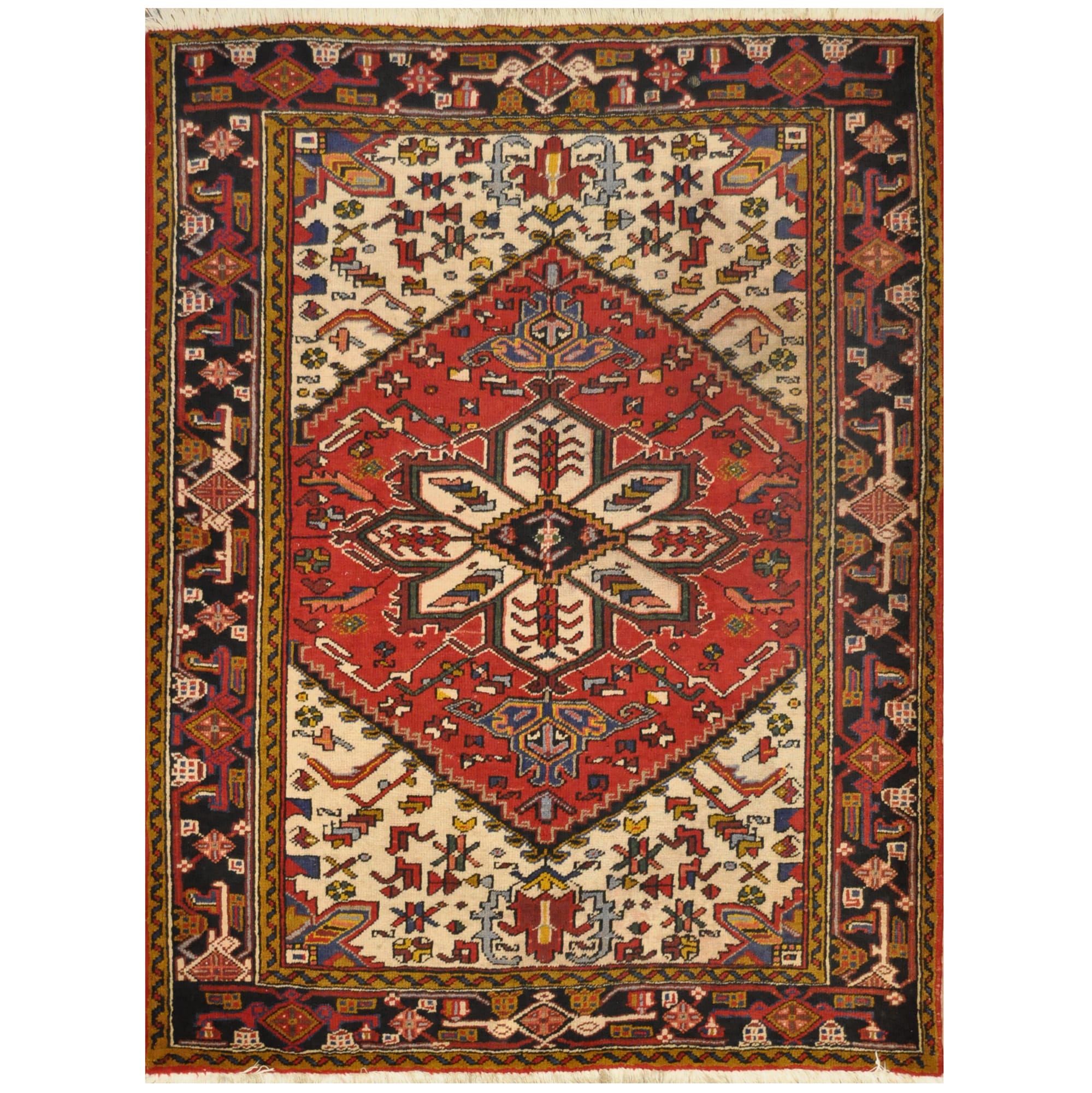 Persian Hand-knotted Heriz Wool Rug (5' x 6'7)