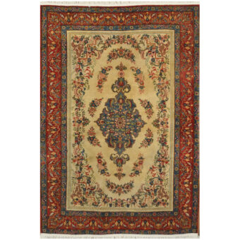 Persian Hand-knotted Antique 1920s Isfahan Wool Rug (4'7 x 6'7)