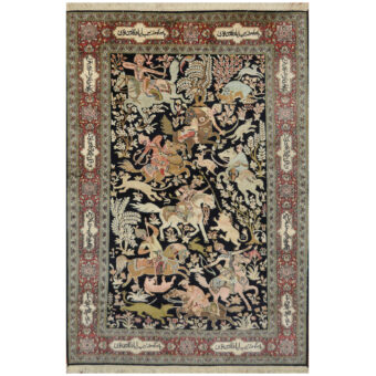 Indo Hand-knotted Kashmiri Silk Rug (4'7 x 6'10)