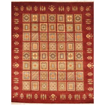 Afghan Hand-Knotted Khorjeen Kazak Wool Rug (8'2 x 9'9)