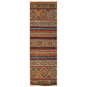 Afghan Hand-Knotted Khorjeen Kazak Wool Runner (2'9 x 8'5)
