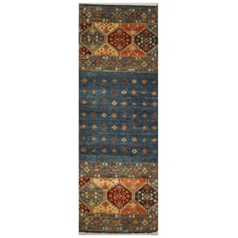 Afghan Hand-Knotted Khorjeen Kazak Wool Runner (2'9 x 7'10)