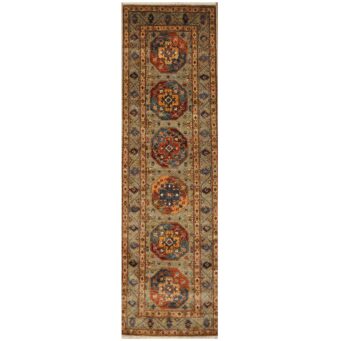 Afghan Hand-Knotted Khorjeen Kazak Wool Runner (2'9 x 9'4