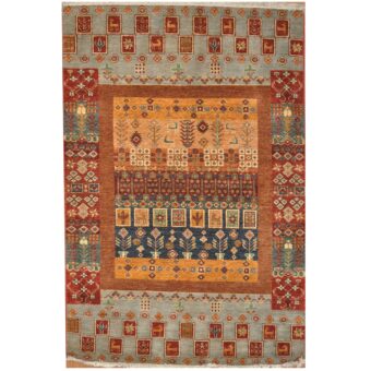 Afghan Hand-Knotted Khorjeen Kazak Wool Rug (4' x 6')