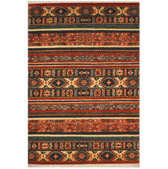 Afghan Hand-Knotted Khorjeen Kazak Wool Rug (3'3 x 4'8)