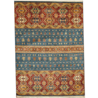 Afghan Hand-Knotted Khorjeen Kazak Wool Rug (5' x 6'10)