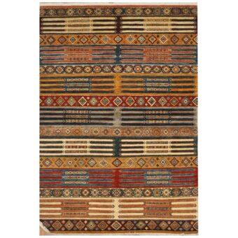 Afghan Hand-Knotted Khorjeen Kazak Wool Rug (5'7 x 8')