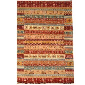 Afghan Hand-Knotted Khorjeen Kazak Wool Rug (6'8 x 9'9)
