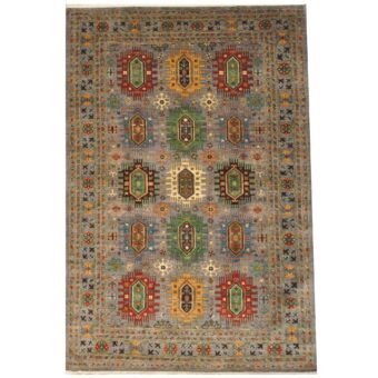 Afghan Hand-Knotted Khorjeen Kazak Wool Rug (6'8 x 9'10)