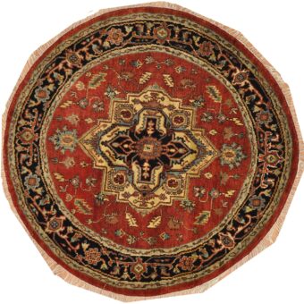 Indo Hand-Knotted Serapi Wool Rug (5' x 5')