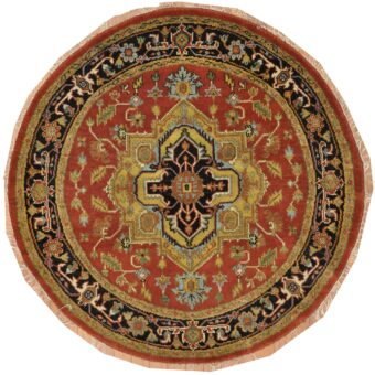 Indo Hand-Knotted Serapi Wool Rug (5' x 5')