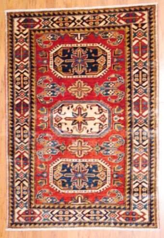 Afghan Hand-knotted Kazak (3'10 x 5'4)