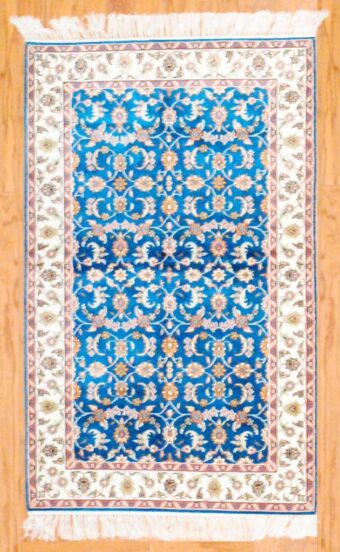Sino Hand-knotted Silk Qum (2'6 x 3'11)