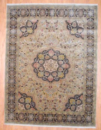 Indo Hand-knotted Tabriz (9' x 12')