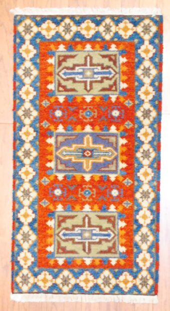 Indo Hand-knotted Kazak (2'1 x 4')