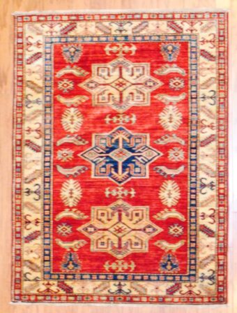 Afghan Hand-knotted Kazak (3'4 x 4'8)