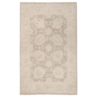 Afghan Hand-knotted Vegetable Dye Whitewash Oushak Wool Rug (3'11 x 6'1)