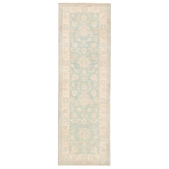 Afghan Hand-knotted Vegetable Dye Whitewash Oushak Wool Runner (2'7 x 8')