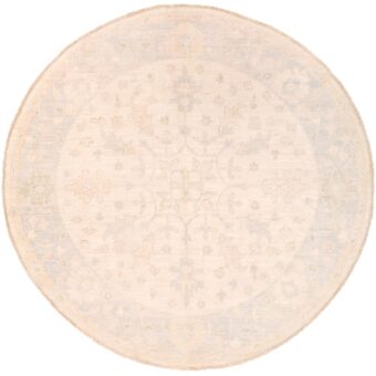 Afghan Hand-knotted Vegetable Dye Fine Oushak Round Wool Rug (5'6 x 5'8)