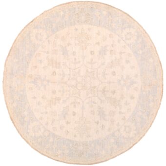 Afghan Hand-knotted Vegetable Dye Fine Oushak Wool Round Rug (5'5 x 5'8)