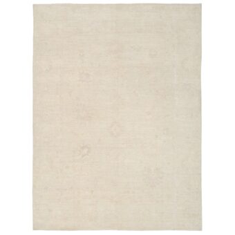 Afghan Hand-knotted Vegetable Dye Whitewash Oushak Wool Rug (9'1 x 12'2)