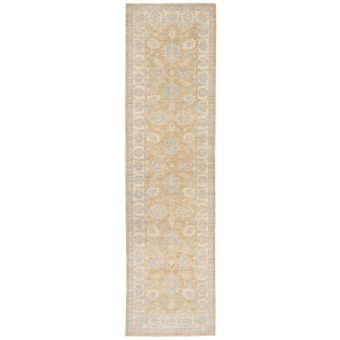 Afghan Hand-knotted Vegetable Dye Whitewash Oushak Wool Runner (2'8 x 9'9)