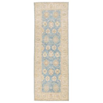 Afghan Hand-knotted Vegetable Dye Whitewash Oushak Wool Runner (2'4 x 6'9)