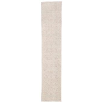 Afghan Hand-knotted Vegetable Dye Whitewash Oushak Wool Runner (2'4 x 11'4)