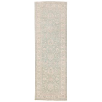 Afghan Hand-knotted Vegetable Dye Whitewash Oushak Wool Runner (2'8 x 8'1)