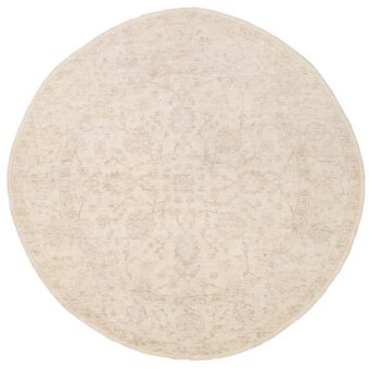 Afghan Hand-knotted Whitewash Vegetable Dye Oushak Round Wool Rug (7'10 x 7'10)