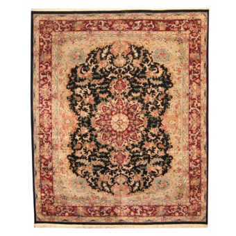 Indo Hand-knotted Vegetable Dye Tabriz Wool & Silk Rug (12' x 14'8)